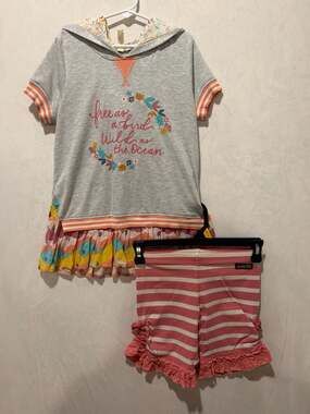Matilda Jane Girls 'Free as a Bird' Short Sleeve Hooded Tunic & Ruffle Shorts
